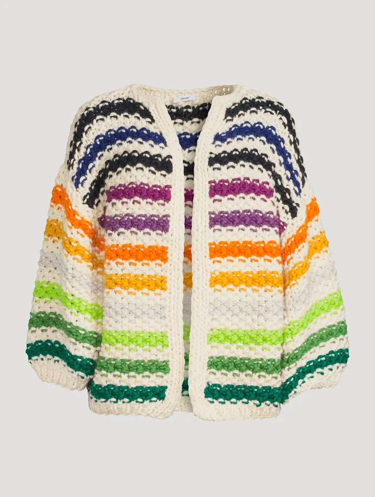Big Pearl Pattern Merino Wool Cardigan