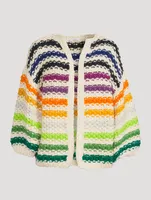 Big Pearl Pattern Merino Wool Cardigan