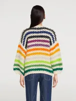 Big Pearl Pattern Merino Wool Cardigan