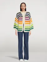 Big Pearl Pattern Merino Wool Cardigan