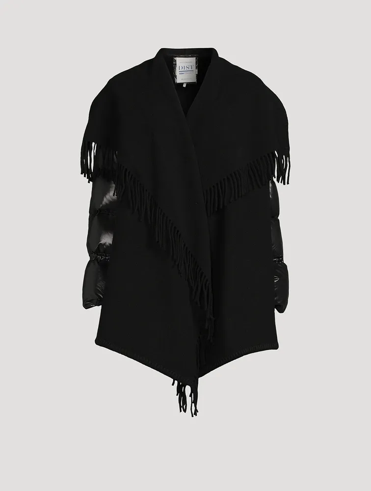 Wool Fringe Jacket With Puffer Sleeves