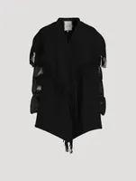 Wool Fringe Jacket With Puffer Sleeves