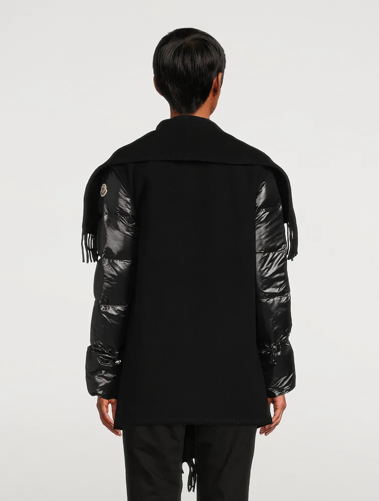 Wool Fringe Jacket With Puffer Sleeves