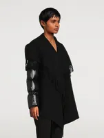 Wool Fringe Jacket With Puffer Sleeves