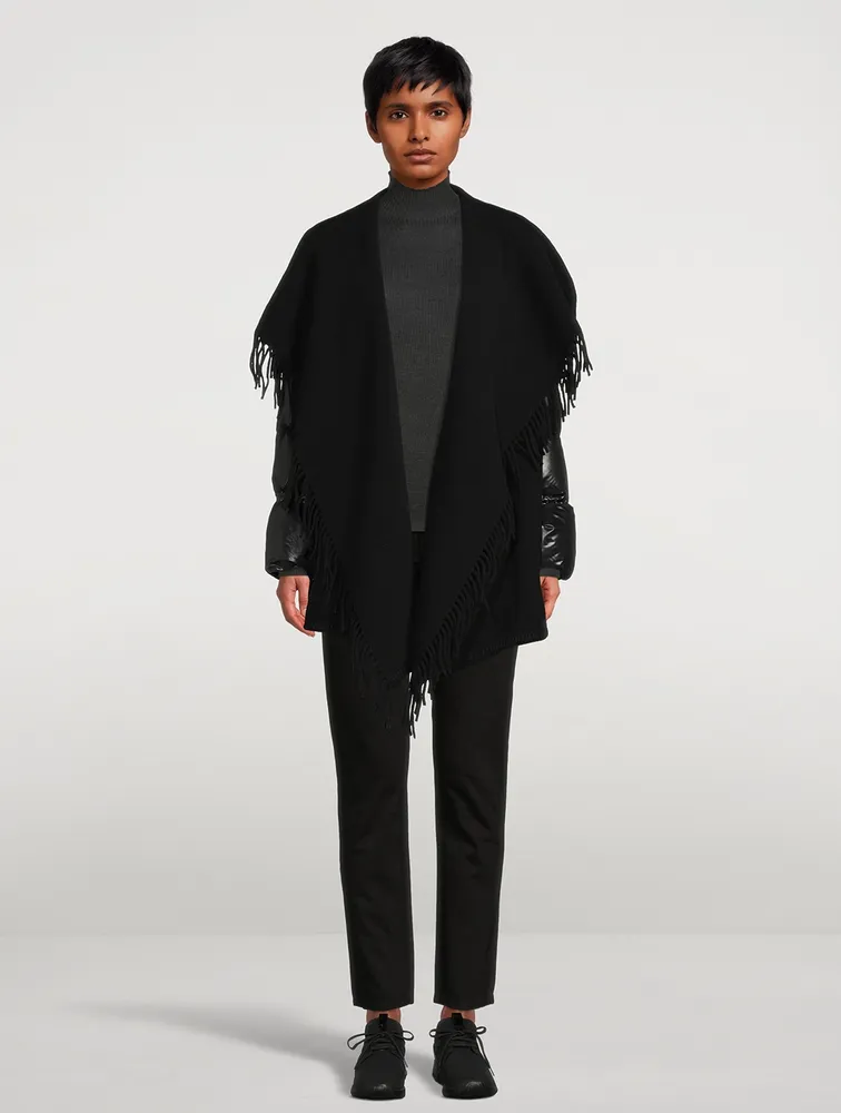 Wool Fringe Jacket With Puffer Sleeves