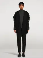 Wool Fringe Jacket With Puffer Sleeves