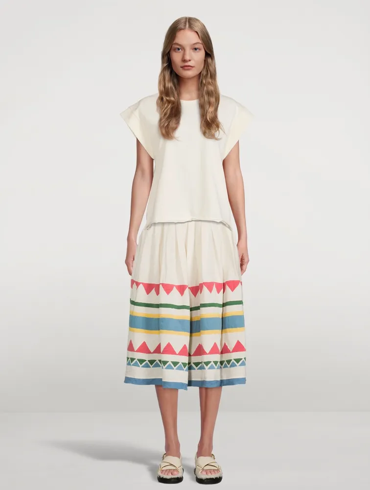Roma Organic Linen Midi Skirt