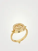 18K Gold Angel Ring With Diamonds