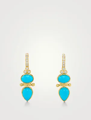 18K Dynasty Drop Earrings With Turquoise And Diamonds