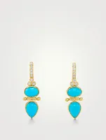 18K Dynasty Drop Earrings With Turquoise And Diamonds