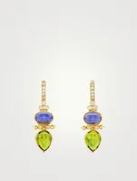 18K Dynasty Drop Earrings With Iolite, Peridot And Diamonds