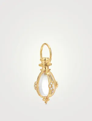 18K Gold Lunar Phase Crystal Amulet With Diamonds