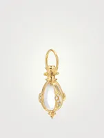 18K Gold Lunar Phase Crystal Amulet With Diamonds