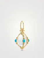 18K Gold Classic Crystal Amulet Pendant With Turquoise And Blue Moonstone
