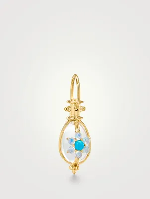 18K Gold Stella Crystal Amulet Pendant With Turquoise And Blue Moonstone