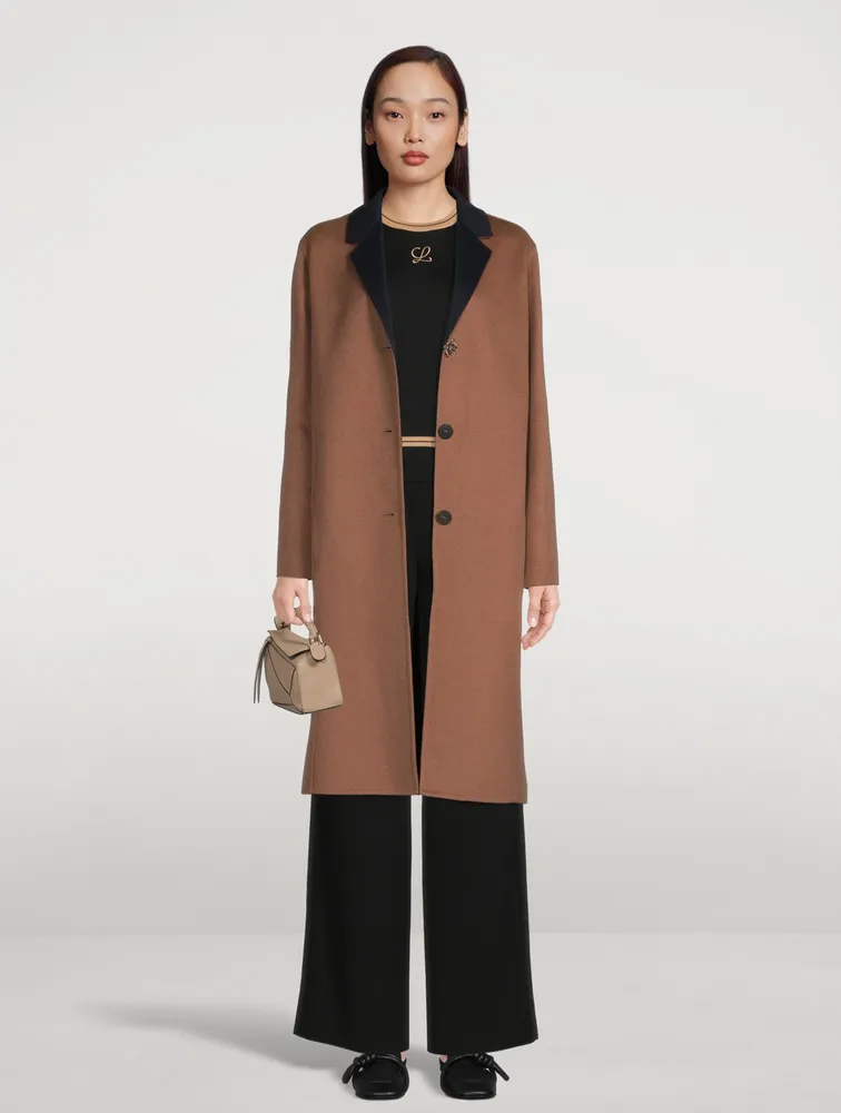 Wool And Cashmere Two-Tone Anagram Coat