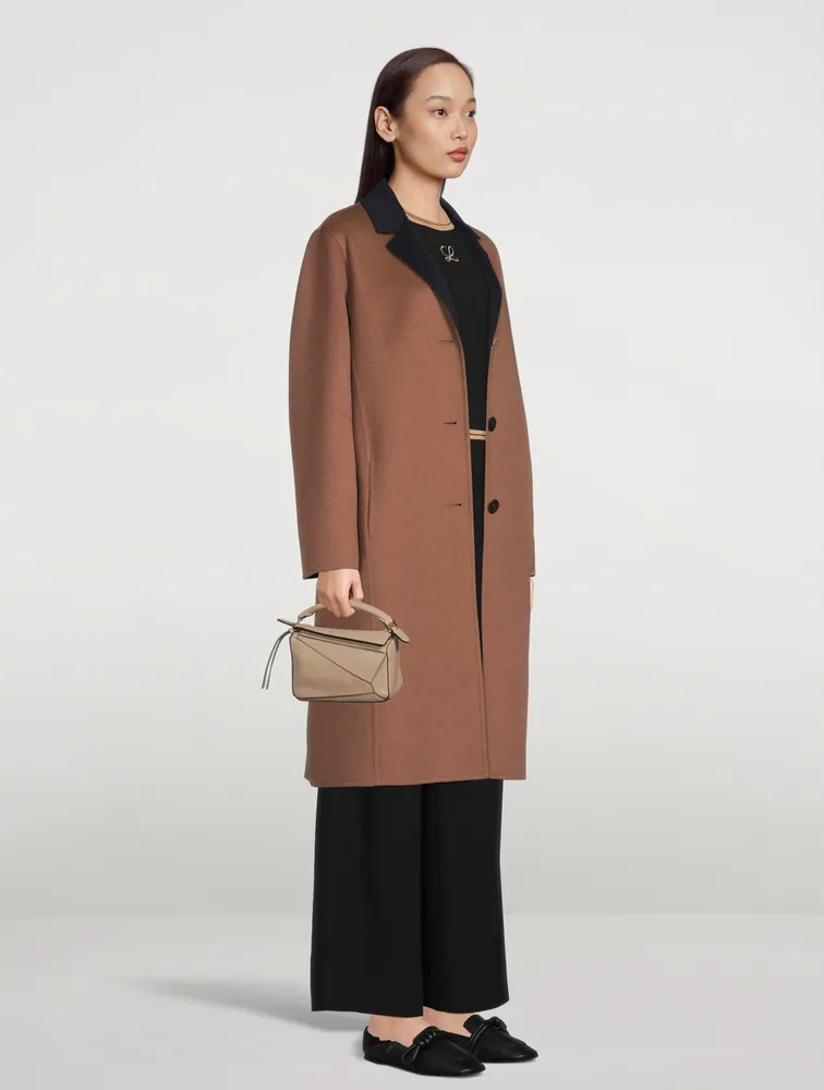 Wool And Cashmere Two-Tone Anagram Coat