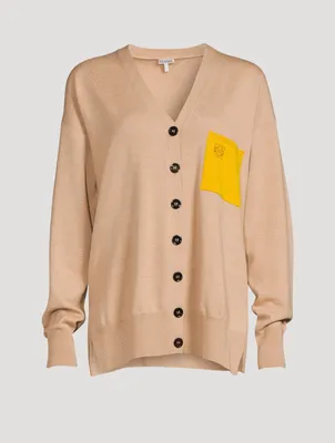 Wool Anagram Pocket Cardigan