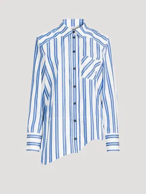 Asymmetric Wavy Shirt Striped Print