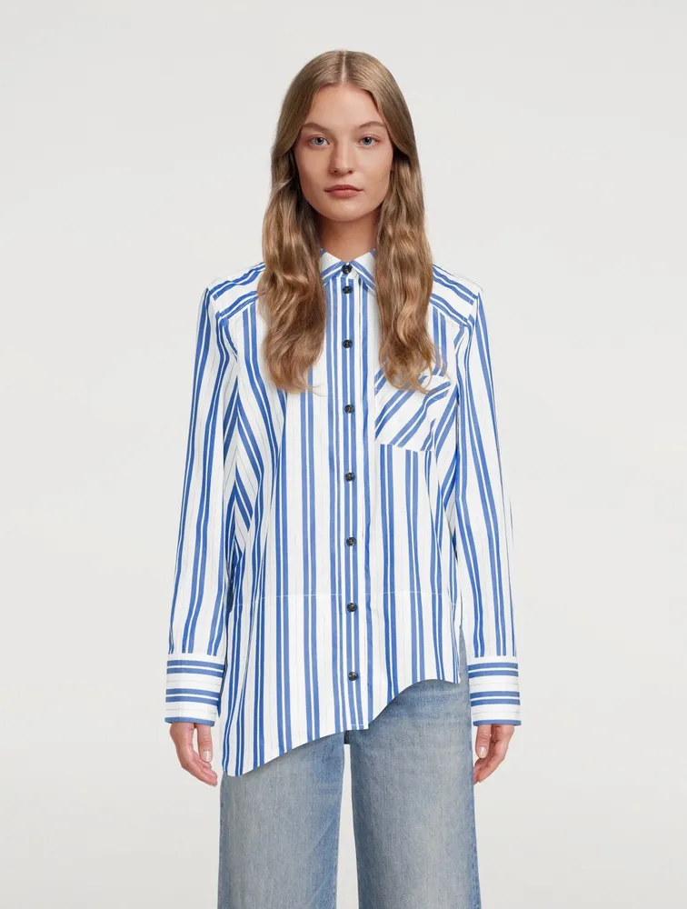 Asymmetric Wavy Shirt Striped Print