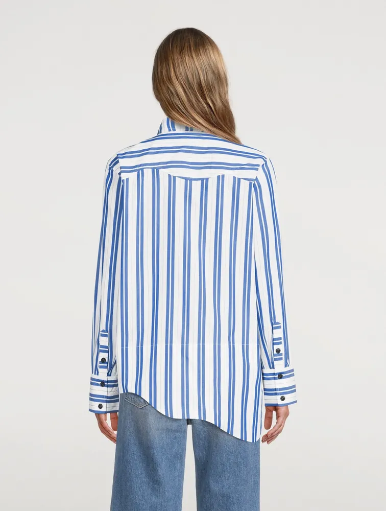 Asymmetric Wavy Shirt Striped Print