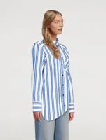 Asymmetric Wavy Shirt Striped Print