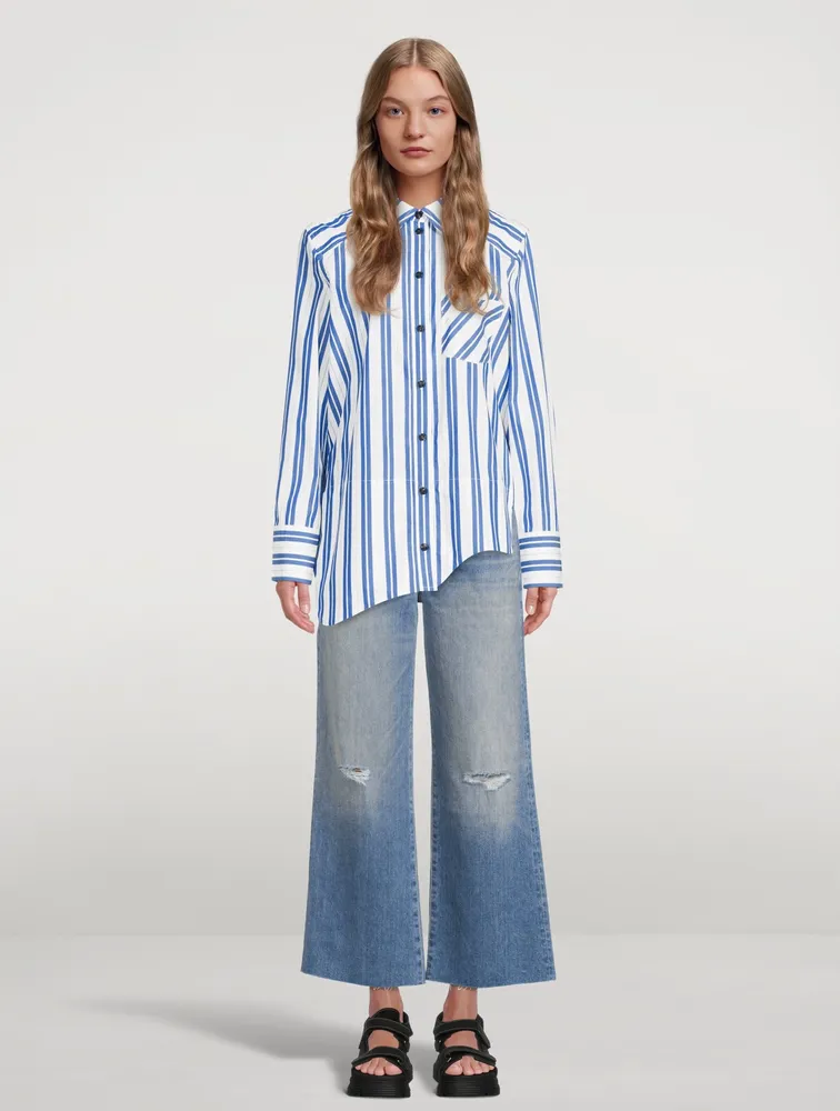 Asymmetric Wavy Shirt Striped Print