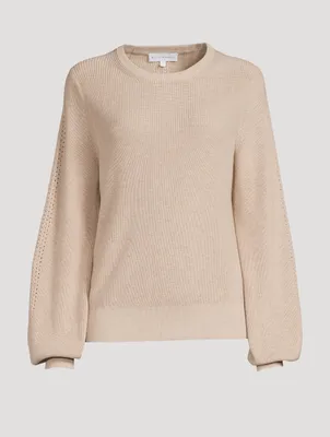 Blouson-Sleeve Crewneck Sweater