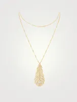 Large Plume De Paon Gold Necklace With Diamonds