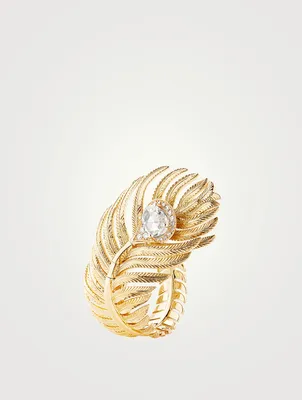 Large Plume De Paon Gold Ring With Diamonds