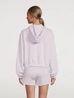 French Terry Cotton Half-Zip Cropped Hoodie