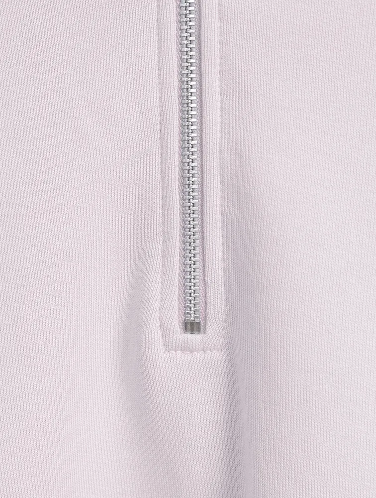 French Terry Cotton Half-Zip Cropped Hoodie