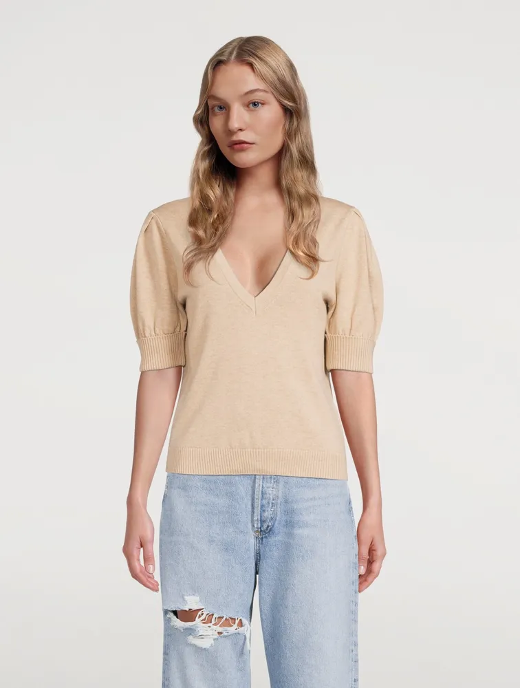 Mathis Wool And Cotton Short-Sleeve Sweater