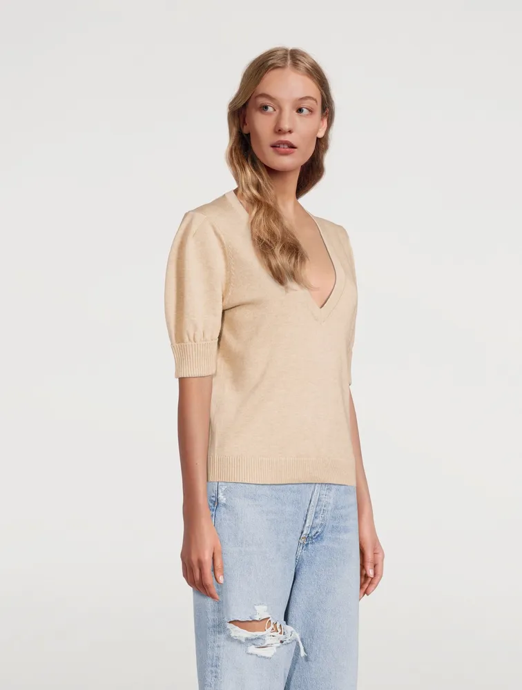 Mathis Wool And Cotton Short-Sleeve Sweater