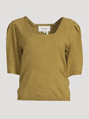 Fleur Pleat-Sleeve Wool Sweater