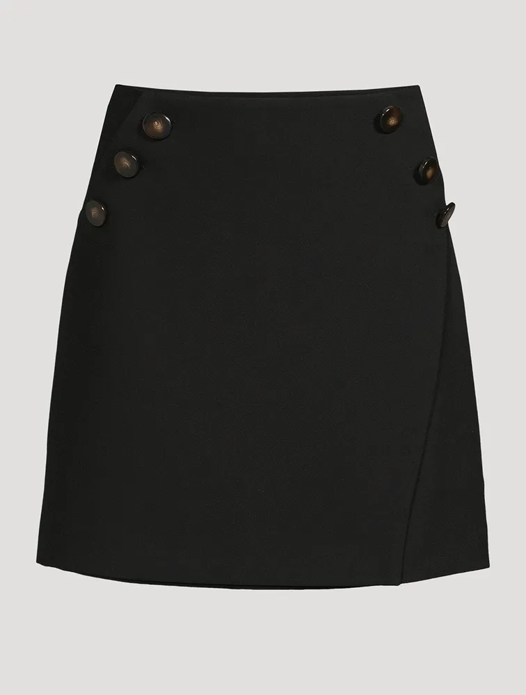 Kara Button-Trimmed Mini Skirt