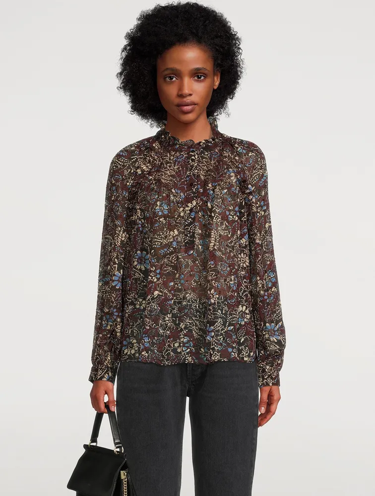 Gaelle Ruffle Blouse Floral Print