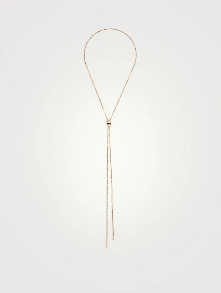 Small Quatre Classique Gold Tie Necklace With PVD And Diamonds