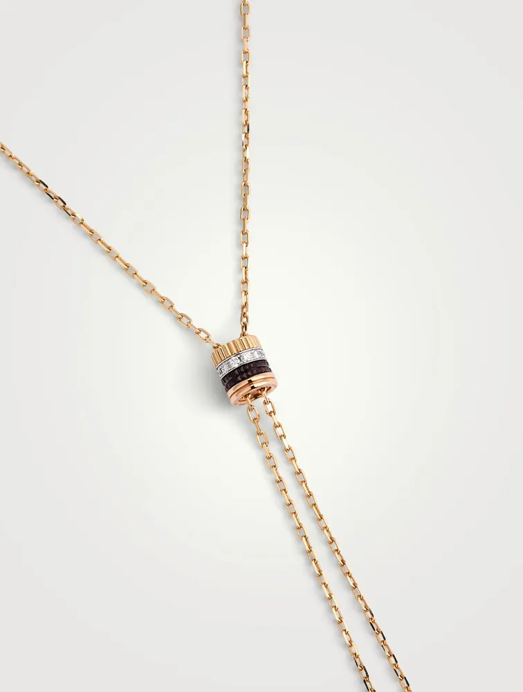 Small Quatre Classique Gold Tie Necklace With PVD And Diamonds