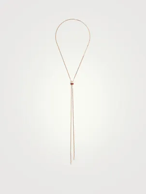 Small Quatra Red Edition Gold Tie Necklace With Ceramic And Diamonds