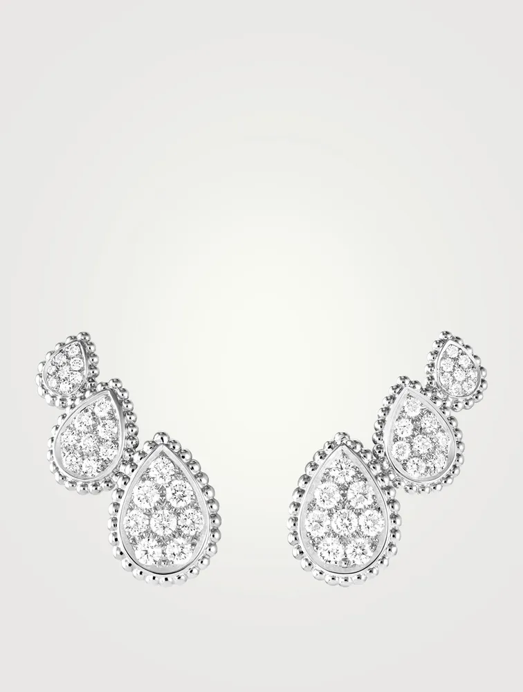 Serpent Bohème Three Motif White Gold Stud Earrings With Diamonds