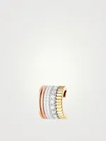 White Edition Quatre Clou De Paris Gold Clip Hoop Earring With Ceramic And Diamonds