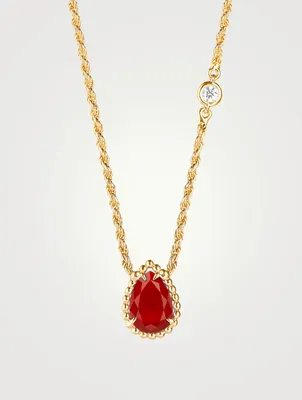 Small Serpent Bohème Gold Necklace With Carnelian And Diamond