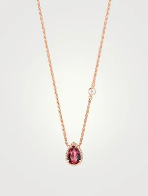 XS Serpent Bohème Rose Gold Pendant Necklace With Rhodalite And Diamonds