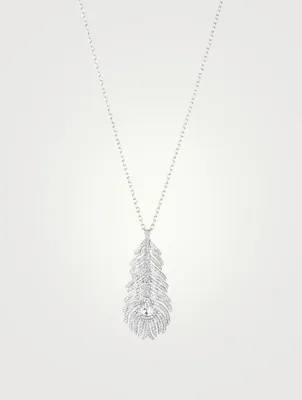 Medium Plume De Paon White Gold Necklace With Diamonds