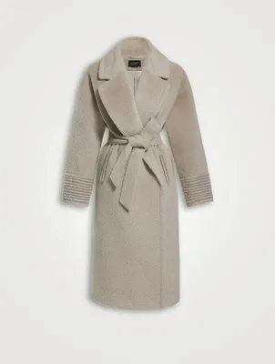 Bouclé Alpaca Oversized Long Coat With Belt