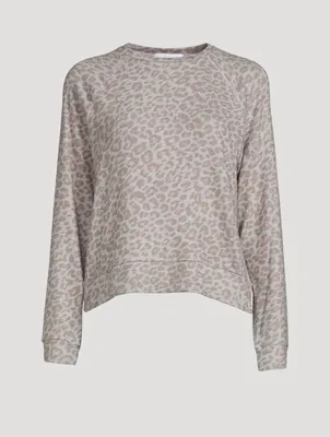 Favourite Raglan Crewneck Sweatshirt Leopard Print