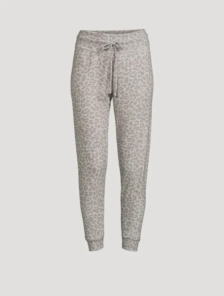 BEYOND YOGA Lounge Around Luxe Midi Joggers In Leopard Print