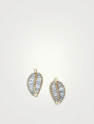 Classic 18K Palm Leaf Earrings With Diamonds