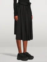 Pleated Georgette Midi Skirt With Gathered Front